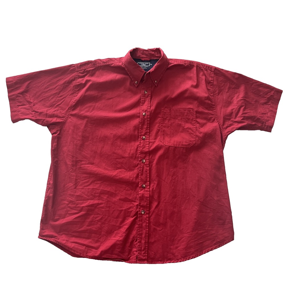 Timber Creek by Wrangler Men's Size XL Red Short Sleeve Button Up Collar Shirt